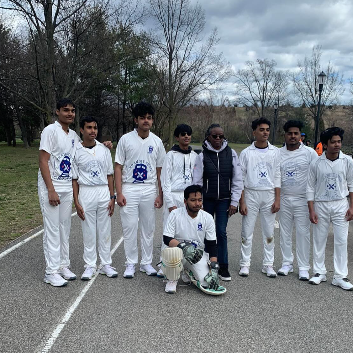 cricket team posing